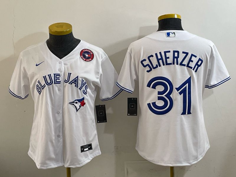 Women 2026 Nike Toronto Blue Jays #31 Scherzer White Game MLB Jersey 02